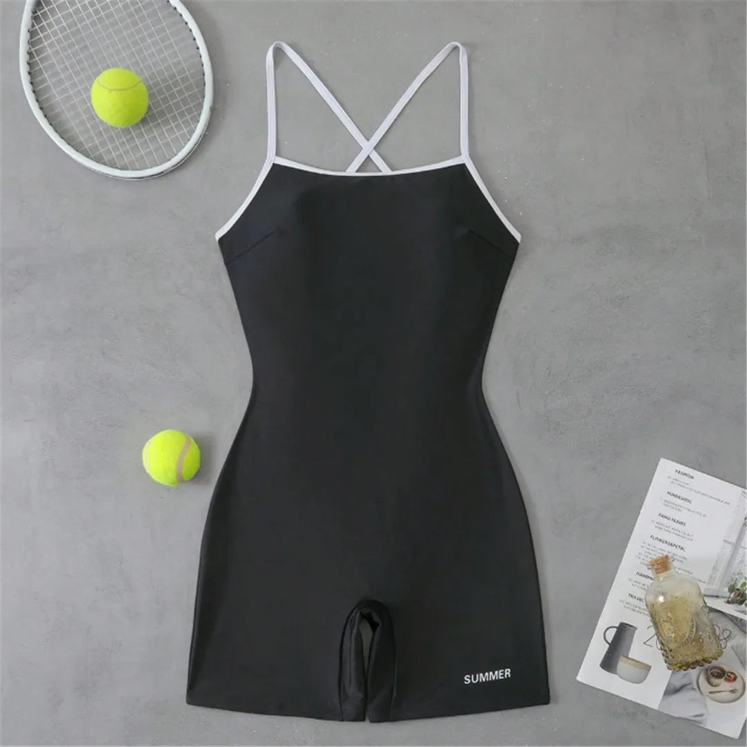 S - XL Cross Back Solid Surfing Suit Women Swimwear One Piece Swimsuit Female Shorts Padded Bather Bathing Suit Swim