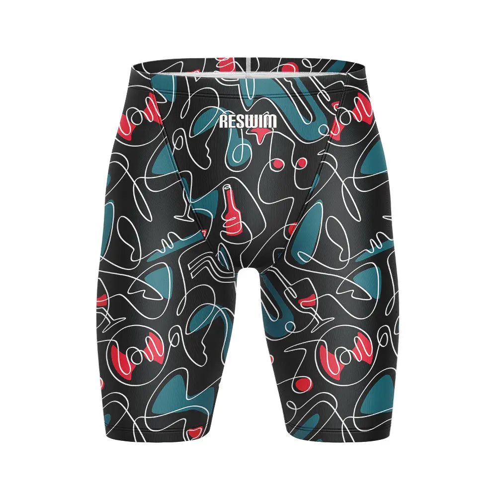 Summer Swimming Trunks Men's Professional Tights Swim Jammer Swimwear Outdoor Beach Printed Durable Training Surfing Swim Shorts