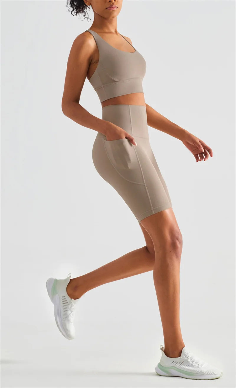 Biker Shorts Women Yoga Shorts with Pockets Running Short Women's Total Train High Rise 7" Bike Shorts Running Short