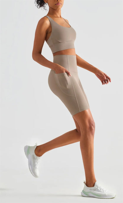 Biker Shorts Women Yoga Shorts with Pockets Running Short Women's Total Train High Rise 7" Bike Shorts Running Short