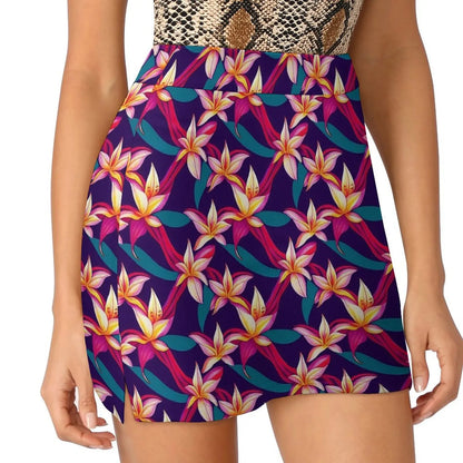 Lily Floral Tulips Skirt Summer Colorful Flowers Fashion Casual A-line Skirts Elegant Mini Skirt Woman Design Oversized Clothing