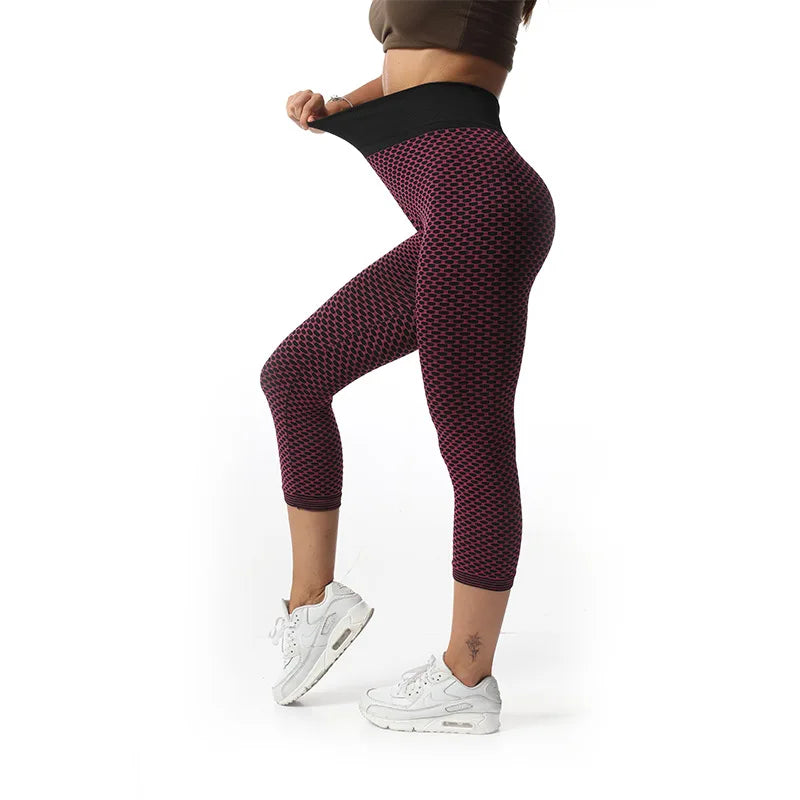YSDNCHI Push Up Leggings Breathable Workout Capris Sport Leggins Seamless High Waist Mid-Calf Women Gym Fitness Yoga Clothing