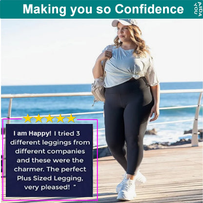 Buttery Soft Plus Size Leggings For Women Super Stretch Wide High Waist Rib Tummy Control Jegging Stirrup & Ankle