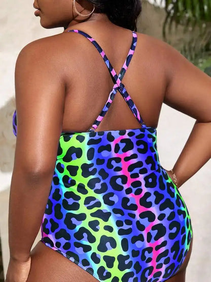 Plus Size Swimwear for Woman Swimsuit One Piece Colour Leopard Print Large Monokini Bathers Bathing Suit 5XL