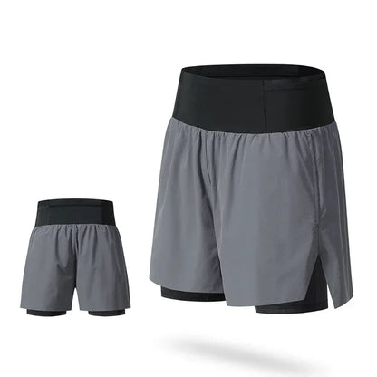 (S-2XL)Men Trail Running Shorts Double Layer Around Pocket Quick Dry Lightweight Marathon Racing Fitness Training Sport Shorts