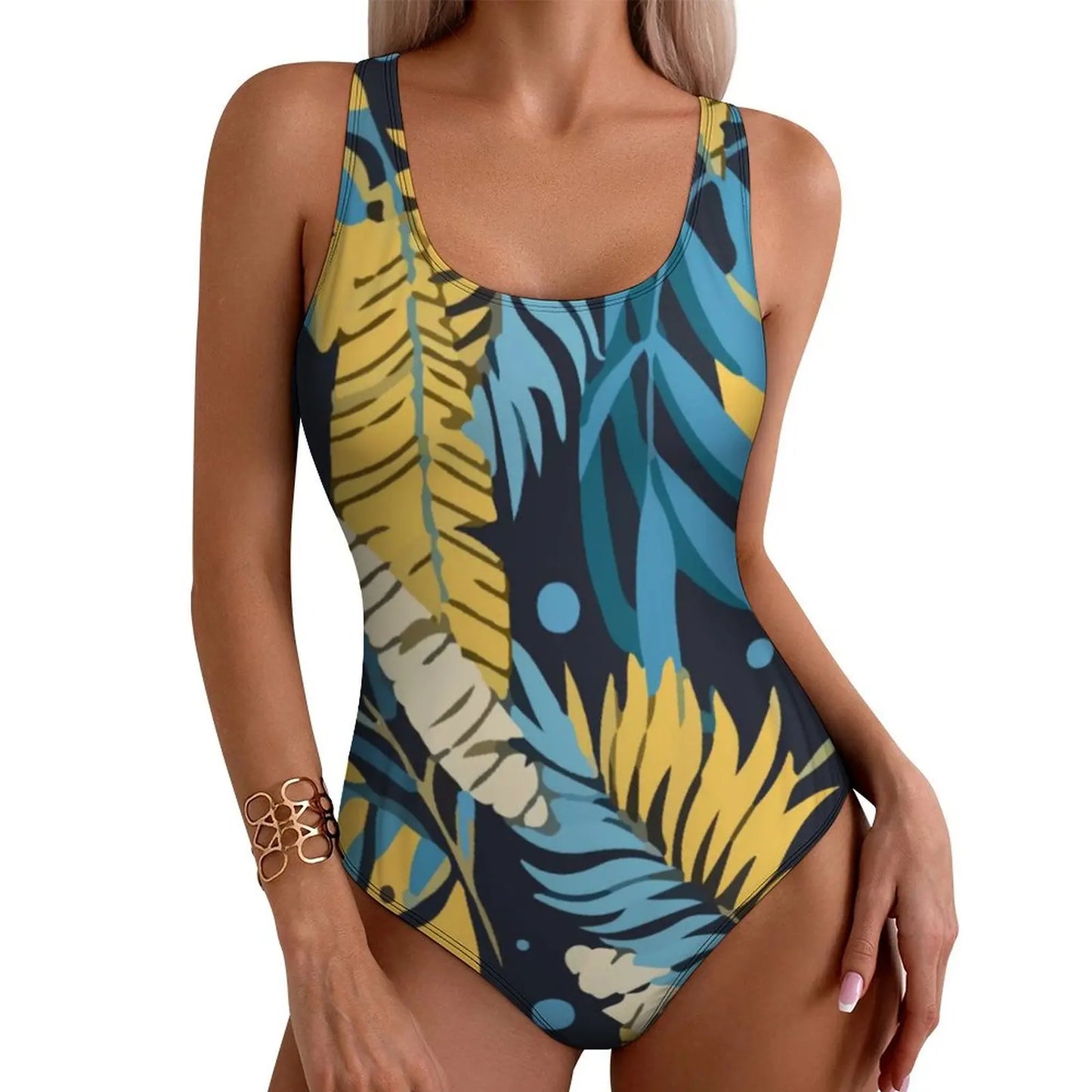 Tropical Swimsuit Flower Print Swimwear One-Piece Fitness Custom Bodysuit Hollow Out Bathing Suit Female Push Up Beachwear
