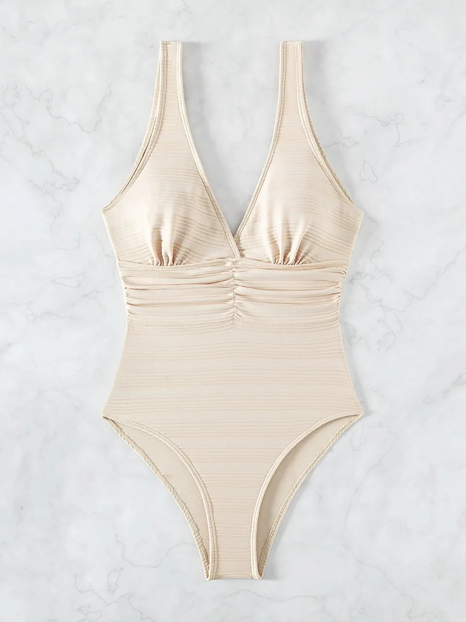 Strappy Fold Swimsuit Women One Piece Plunging Backless Swimwear Female Bathers Bodysuit Bathing Swimming Suit Beachwear