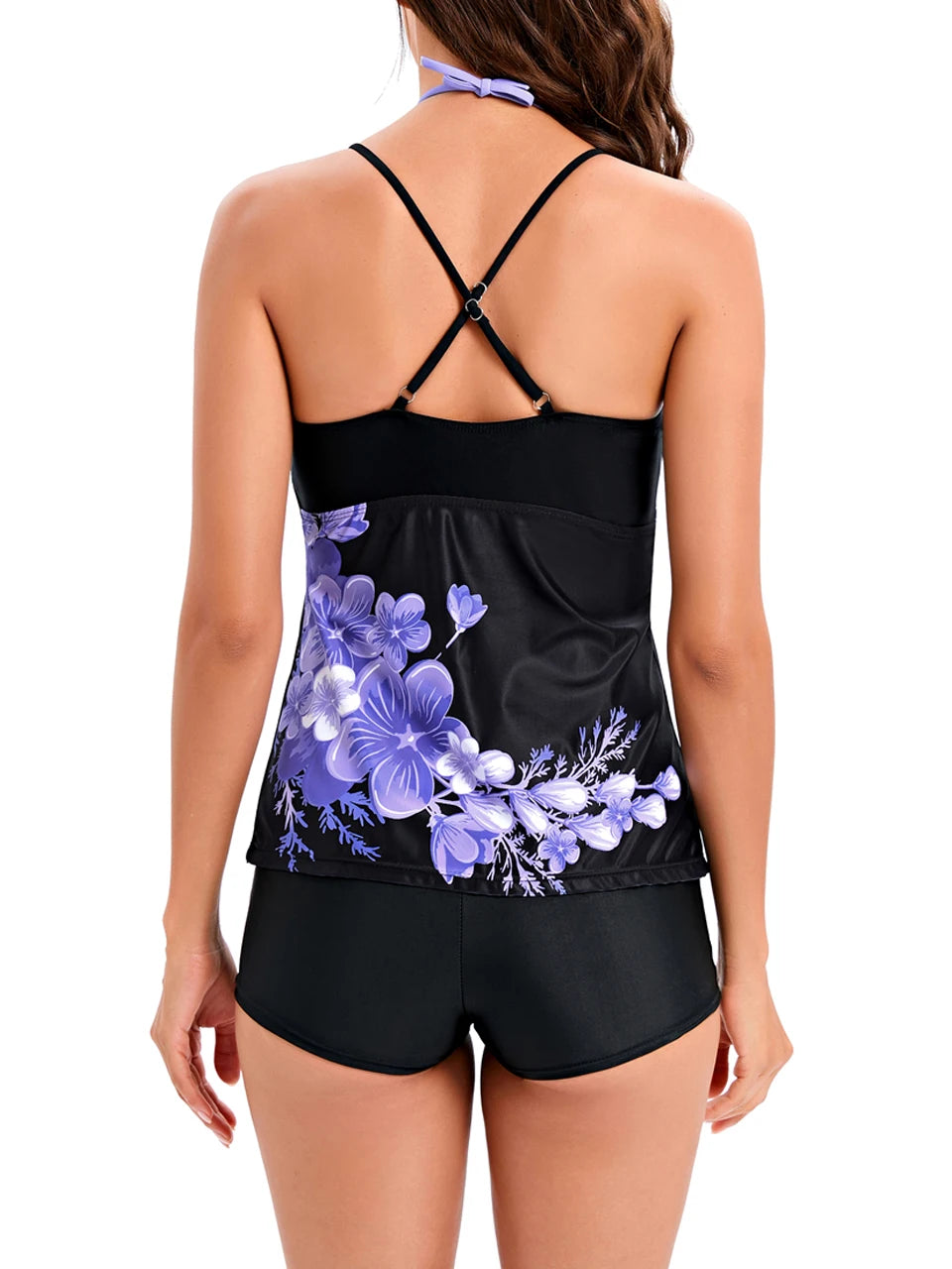 Printed Tankini Two Piece Swimsuit Women Strap Swimwear Female Sports Bathing Swimming Suit Summer Shorts Beachwear