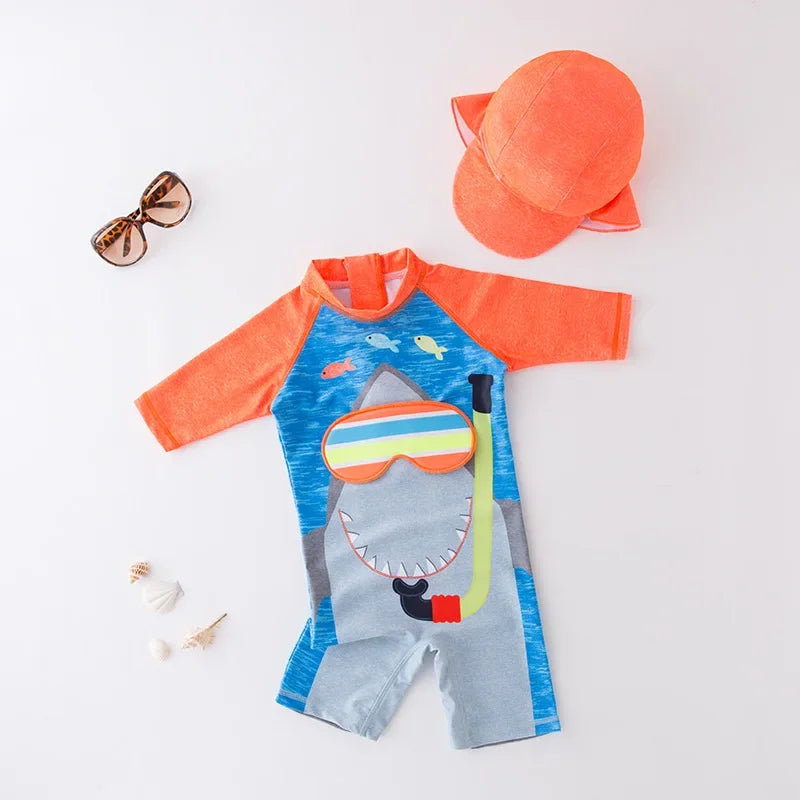 UV Baby Boy Swimsuit One Piece Swimming Jumpsuit Ruffles Bathing Suit SPF 50 Long Sleeve Kids Swimwear for Girls 1-7 Years