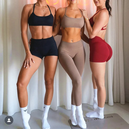 Sporty Leggings Woman Seamless Yoga Pants Scrunch Booty V-waist Hip Lifting Fitness Gym Running Workout Sports Tights