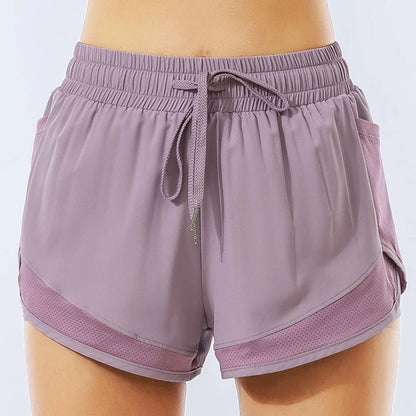Pockets Yoga Short Jogging Women's Wide Waistband Drawstring Breathable Running Shorts Workout Quick Dry Shorts