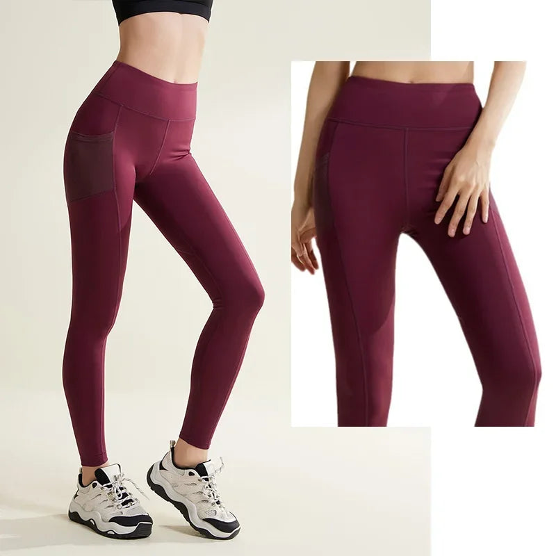 Pockets Yoga Leggings Peach Butt Lifting Yoga Legging High Waist Tummy Control Gym Leggings Running Jogging Pants