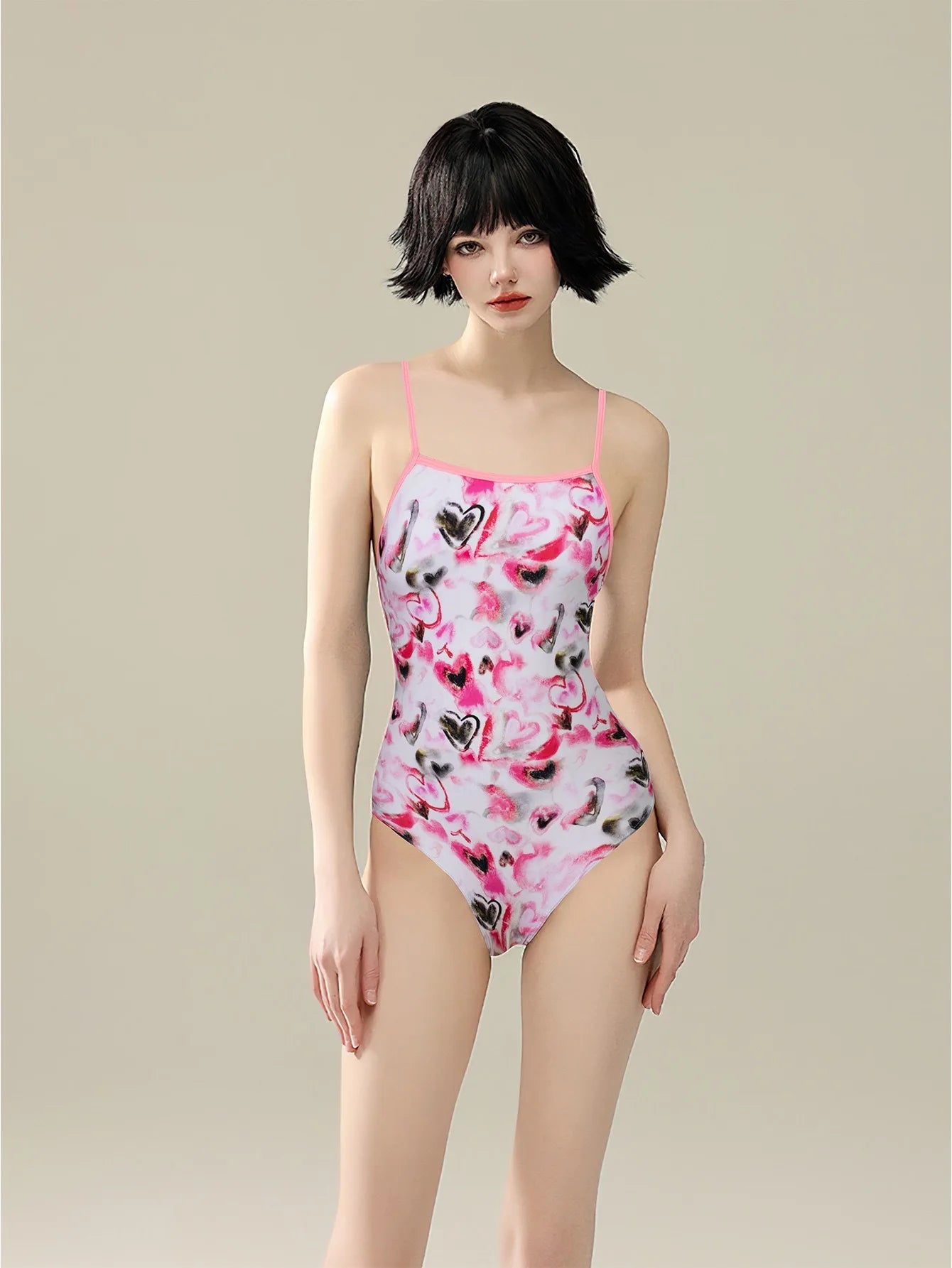 Racing swimsuit women's hot spring swimming pool print one-piece swimsuit nylon high elastic bikini