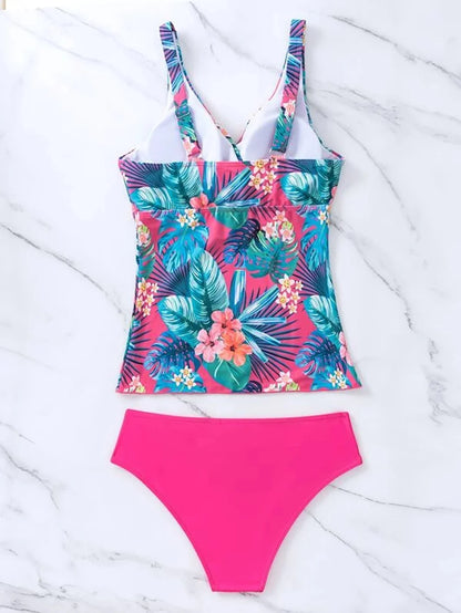 Leaf Print Two-Piece Swimsuit Women Swimwear Plus Size Tankini Sets Female Beachwear Bathing Suit Women Swimming Suits