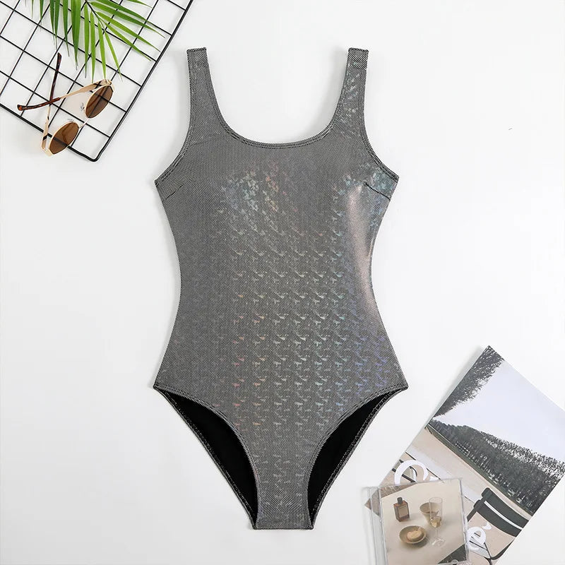 Mermaid Scales Print Bodysuit One Piece Swimsuit Women Swimwear Racing Sports Bathing Suit Woman Monokini Beach Wear