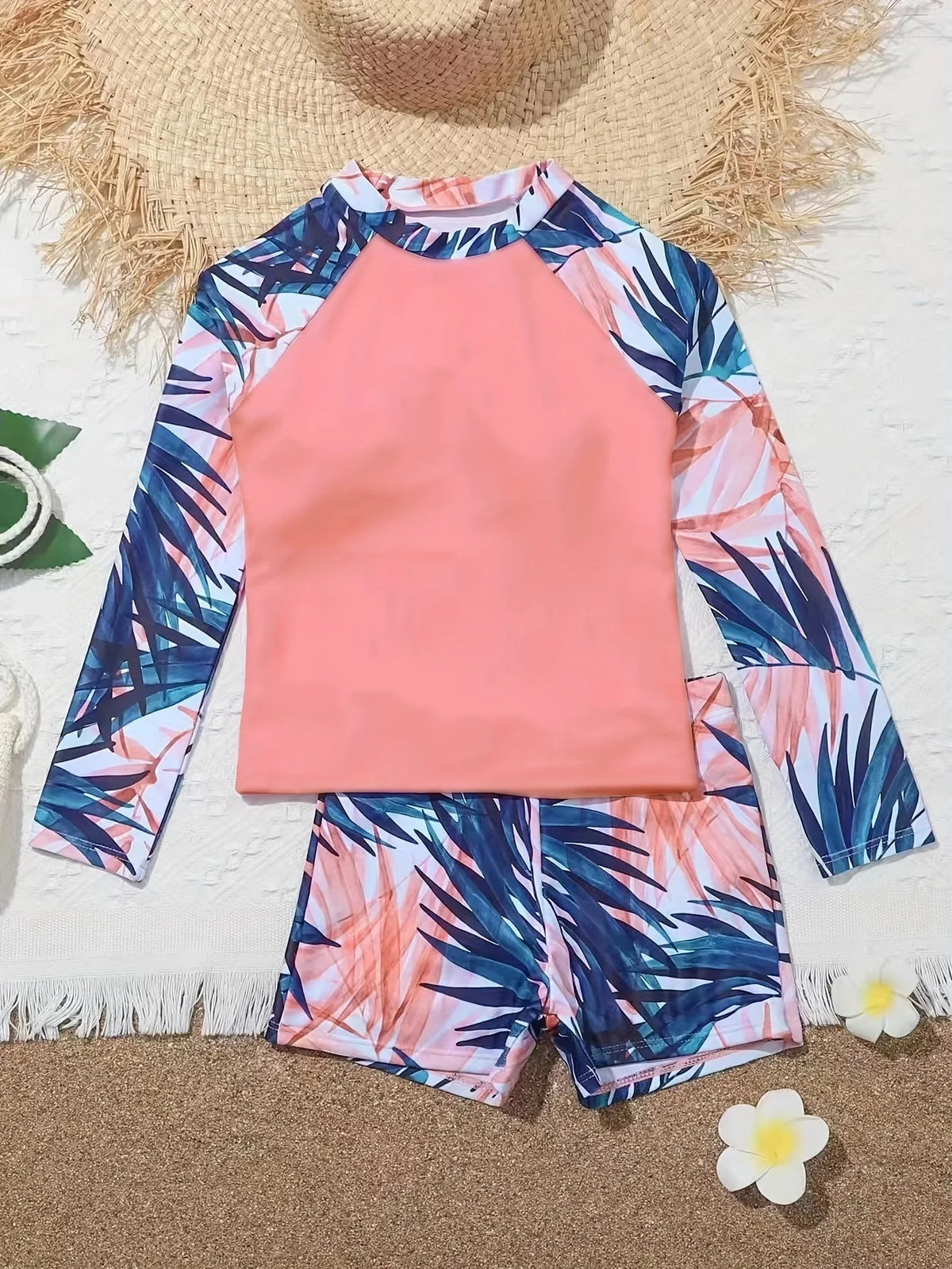 Girls Swimsuit Two Pieces Kids Swimwear With Shorts Printed Children's Bathers Bathing Swimming Swim Suit Summer Beachwear