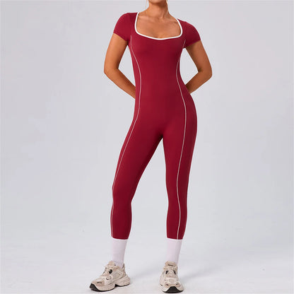 Pad One Piece Jumpsuit Yoga Set Fitness Sportswear Workout Legging Sports Bodysuit Gym Women Active Wear Clothes