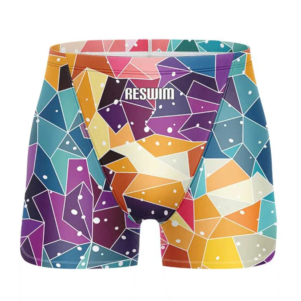 Men's Swimming Trunks Swim Jammer Swimsuit Shorts Athletic Training Swimwear Summer Beach Tights Surfing Pants Bathing Suit