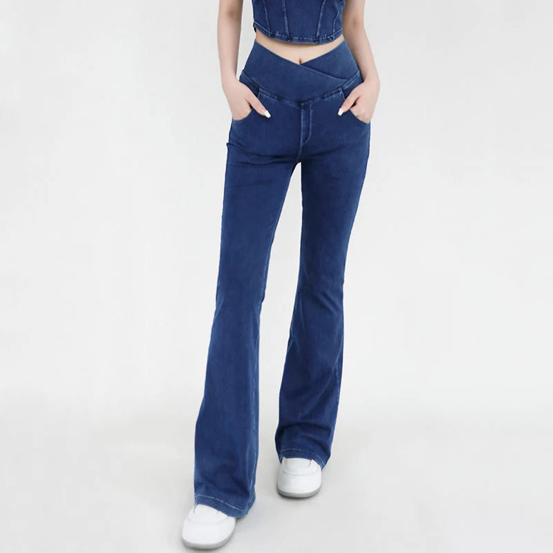 Jeans Style Design For Women Leggings Yoga Pants Denim Bell-bottoms Soft Elastic Breathable High waist 4 Pockets Women's Pants