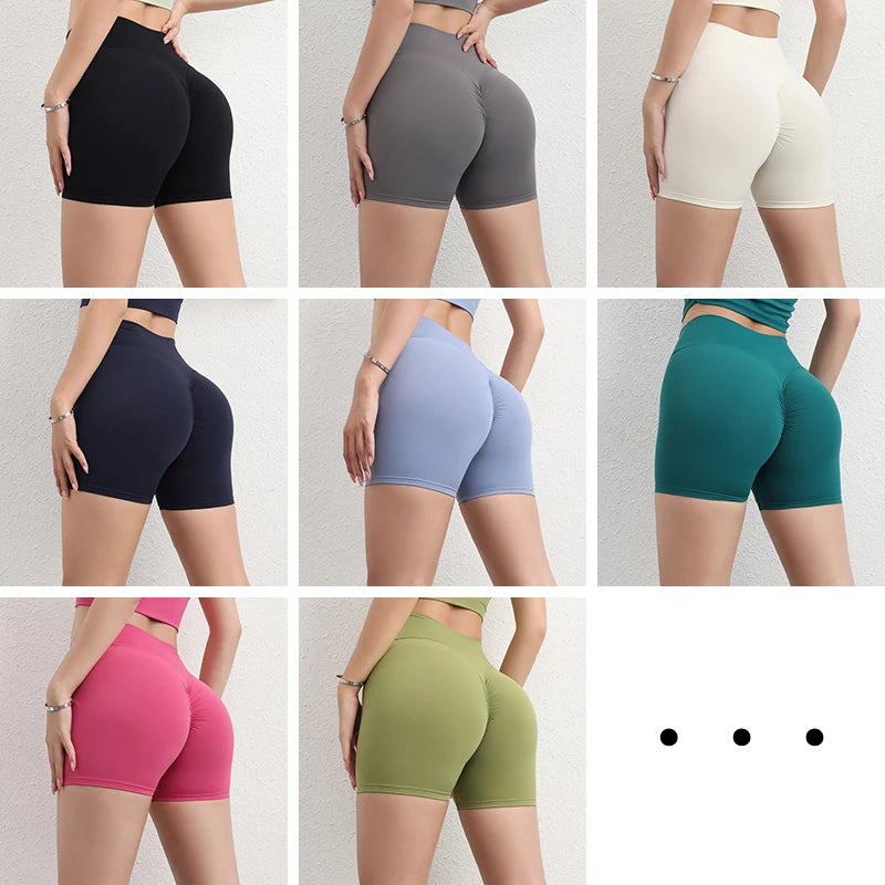 2 Piece Pack Nylon Gym Women's Shorts Yoga Cycling Shorts High Waist Elastic Tight-fitting Breathable No T Lines Shorts
