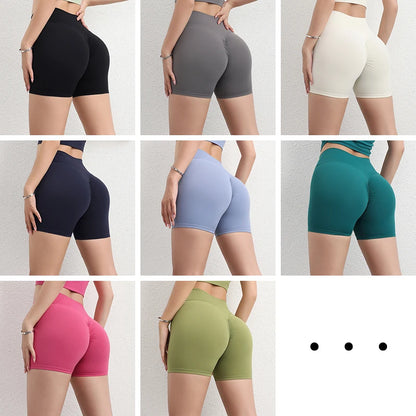 2 Piece Pack Nylon Gym Women's Shorts Yoga Cycling Shorts High Waist Elastic Tight-fitting Breathable No T Lines Shorts