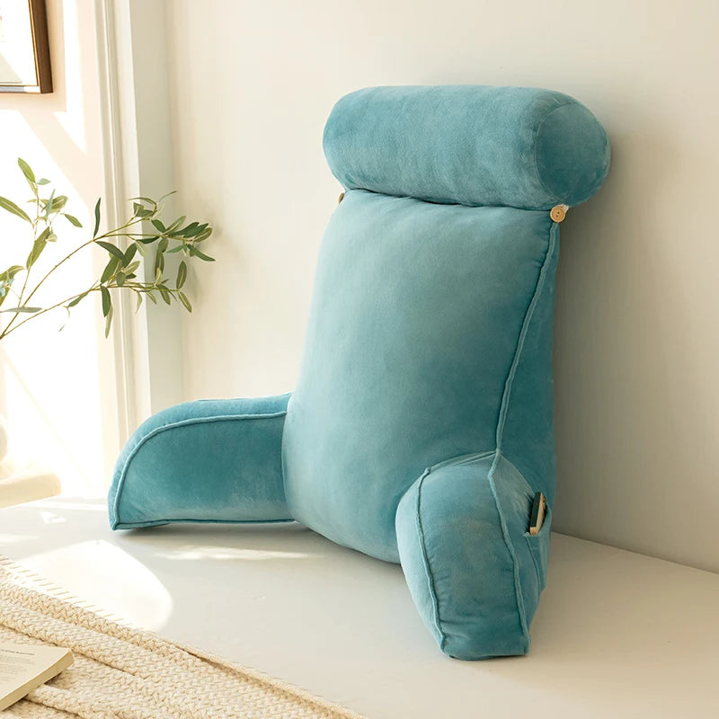 Large Reading Pillow Bed Rest Pillow with Detachable Neck Roll for Sitting in Bed or Couch Back Pillow for Watching TV/Gaming