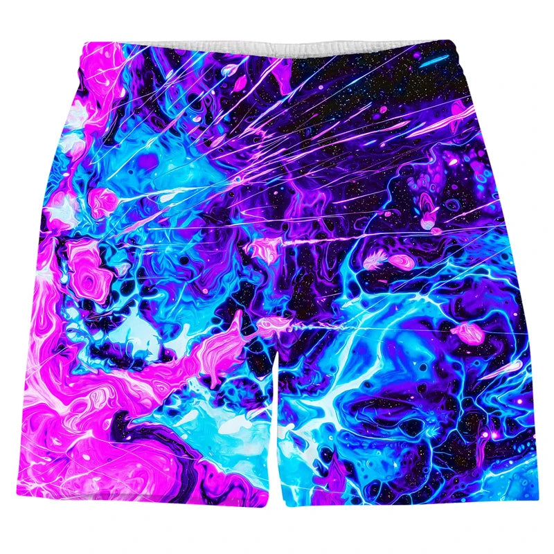 Colorful Psychedelic Graffiti 3D Printed Men Beach Shorts Cool Summer Street Hip Hop Harajuku Y2k Men Kids Hawaiian Short Pants