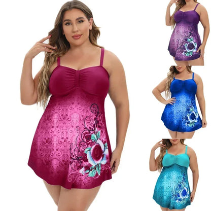 Plus Size 8XL 10XL Swimwear Women Tankini Swim Dress Swimsuit With Bottoms Female Two Pieces Bathing Suit Tankini Swimsuits Beachwear