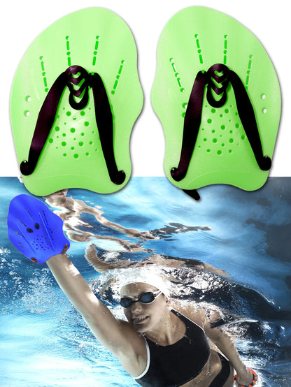 1 pair of swimming training paddles, swimming training paddles with adjustable silicone straps, snorkeling and diving gloves