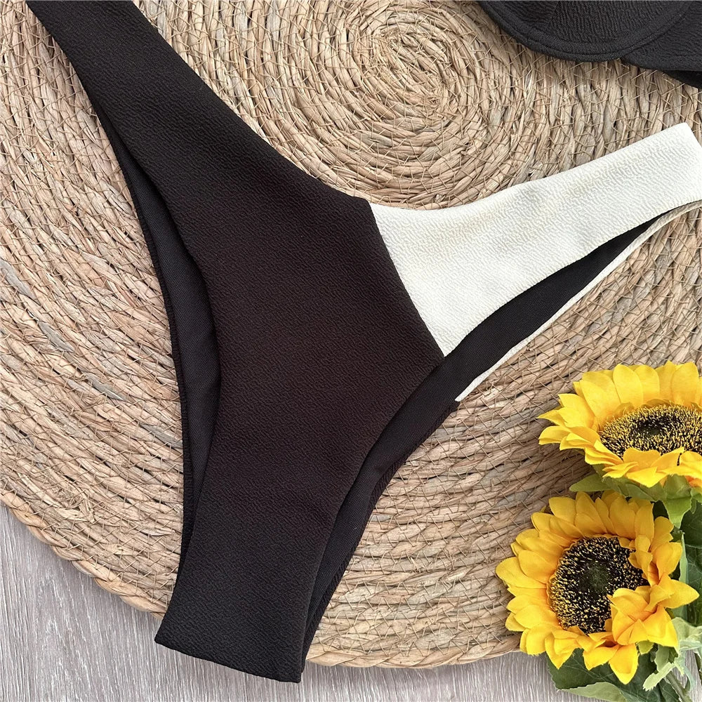 Push Up Solid Patchwork Bikini Women Swimsuits Female Swimwear Micro Bikini Set Brazilian Biquini Beachwear Swim Suit