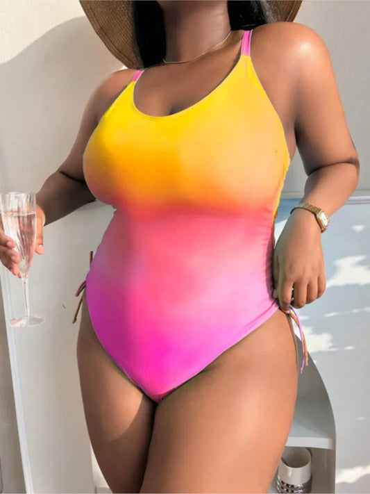 One Piece Plus Size Women Push Up Large Size Swimsuit Summer Big Size Tummy Control Swimwear Bathers