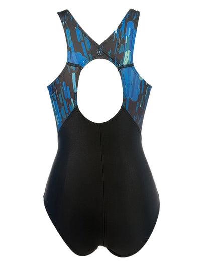 Slim Printed One Piece Swimsuit Women Back Hollow Sporty Swimwear Female Bathers Bathing Swimming Suit Padded Beachwear