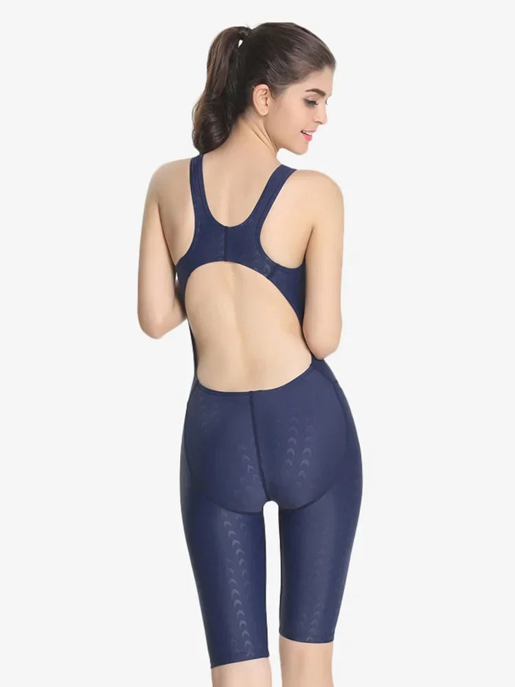 Boyleg One Piece Swimsuit Women's Swimwear Racerback Bodysuit Slim Solid Rash guard Sporty Swimming Suit For Young Girls
