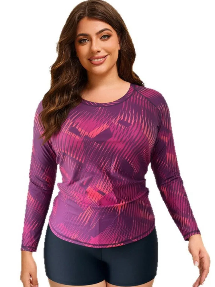 L-4XL Plus Size High Waist Tankini Women's Push Up Large Size 3XL 4XL Swimsuit Summer Tummy Control Swimwear Tankini Rash Guard Sets