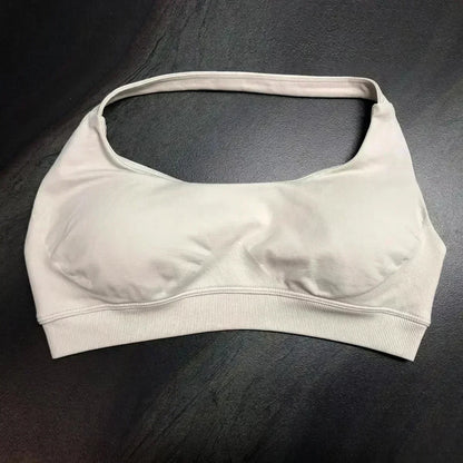 Halter Sports Bra for Women Neck Strap Bra Seamless Open Back Top Medium Support Gym Crop Top Stretchy Sportswear