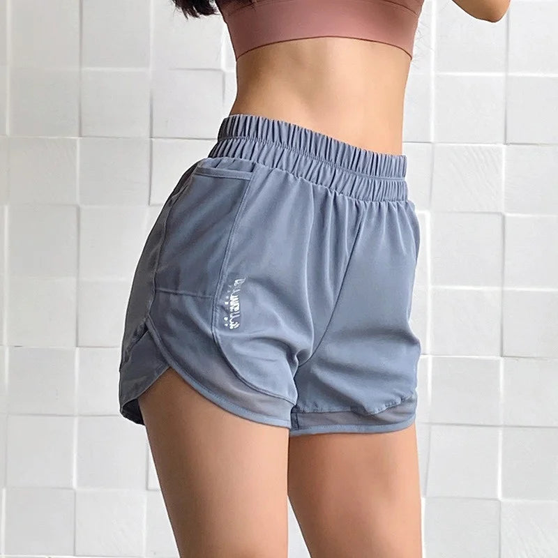 Shorts with Pockets Women's Athletic Shorts High Waisted Running Short Pocket 2.5" Sporty Shorts Gym Elastic Workout Shorts