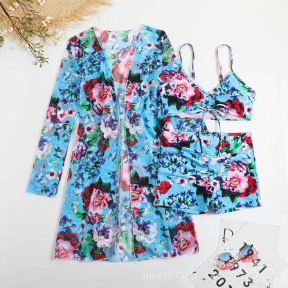 Summer Print Bikinis Swimwear Female Swimsuit Beachwear Push Up Three-Piece Bikini Set Women Swimming Bathing Suit