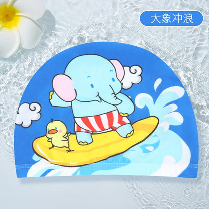 PU Coating Cartoon Children Swimming Hat for 1-7 Year Old Boys Girls Elastic Swimming Cap Shower Beach Pool Accessories