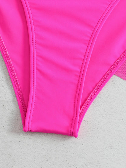 VigoCasey Solid Strapped Swimwear Women Mesh Patchwork Tankini Set Backless Push Up Swimsuit Summer Beach Bathing Suit