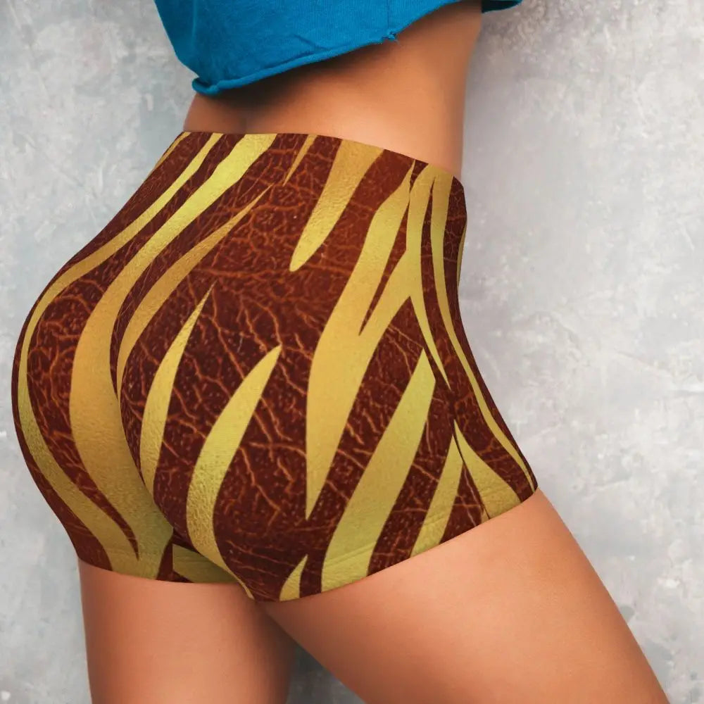 Color Pattern Black And White Pattern Yoga Shorts