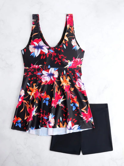 Printed Two Pieces Swimsuit Women Tankini Set Beach Dress Swimwear Female Bathers Bathing Swimming Suit Padded Beachwear