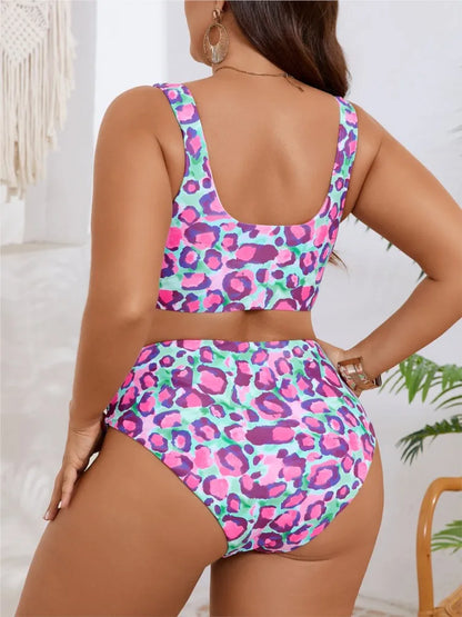 Plus Size High Waist Bikini Women's Push Up Large Size Swimsuit Big Size Tummy Control Swimwear Bikini Sets
