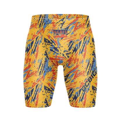 Mens Print Jammer Swimsuit Athletic Training Trunks Bathing Suit Durable Training Swimming Shorts Summer Surfing Diving Swimwear
