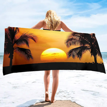 Extra Large Coconut Tree Beach Towel Sand Free Extra Large Cool Beach Towel for Women, Quick Dry Highly Absorbent Beach Towel