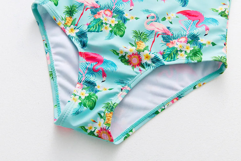 Kids Swimwear for Girls Flamingo Print One-pieces Swimming Suit Summer Beach Swimsuit Children Infant Bathing Suit Bikini