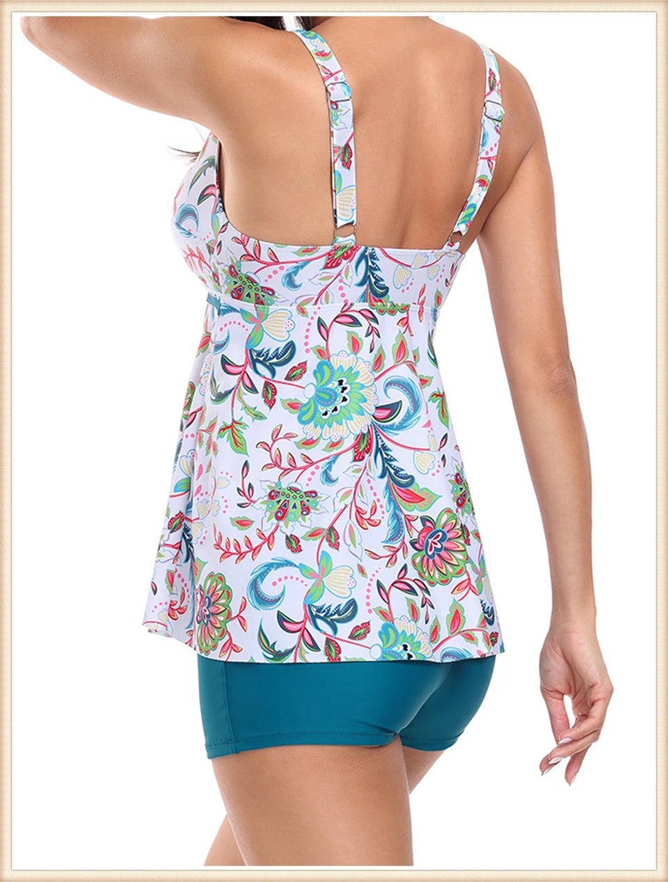 Two Piece Swimsuit Women V-Neck Print Tankini Set Female High Waist Swimwear Beachwear Bathers Bathing Swimming Suit Summer