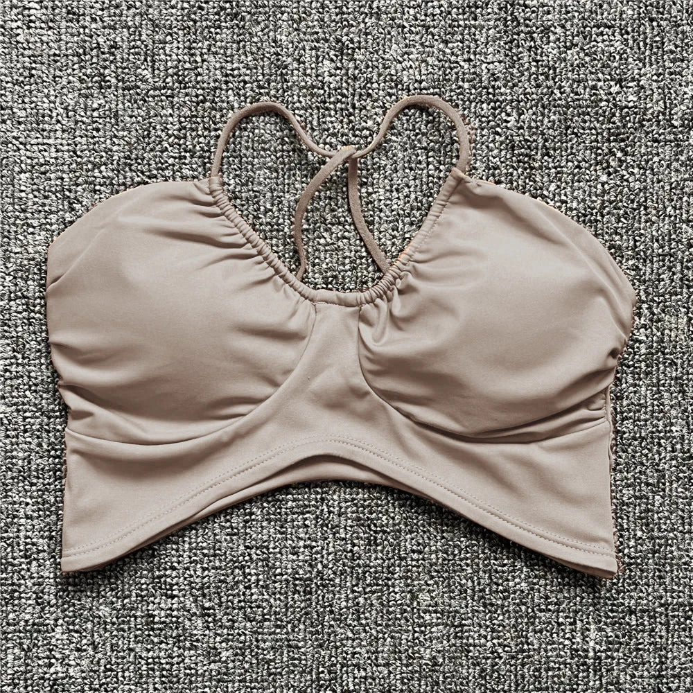 Pad Spandex Nylon Sport Bras Women Sports Bra Gym Fitness Push Up Tank Top Women Cross Yoga Ballet Dance Underwear