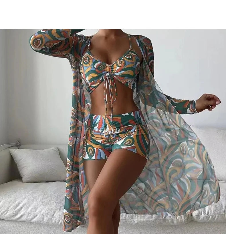Color Print Swimsuits Bikini Sets Female Swimwear Sports Beach Wear Two-Piece Bathing Suit Girls Pool Women Swimming Suit