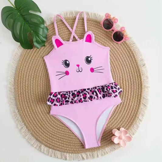 Padded Girls Swimsuit One Pieces Strappy Pink Swimwear Female Children's Bathers Bathing Swimming Swim Suit Beachwear
