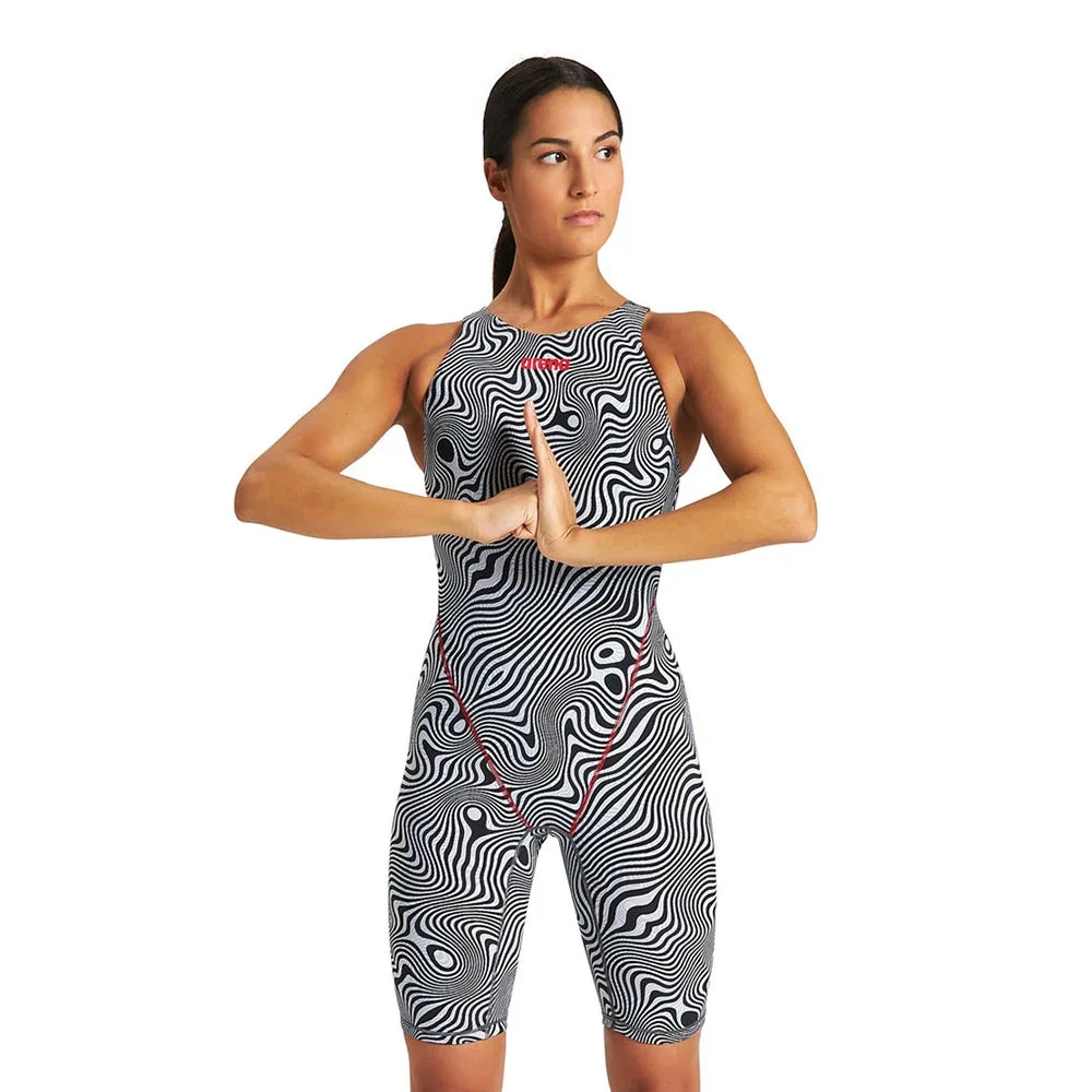 Women One Piece Swimwear Professional Knee Length Racing Swimsuit Sports Swimwear Breathable Surfing Tight Gym Clothes Monokinis